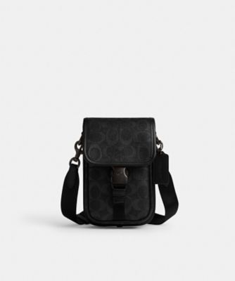 ＜COACH＞リーグ　フォーン　クロスボディ　バッグ・シグネチャー　キャンバス